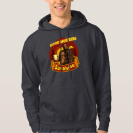 God Morgon Solsken Bigfoot Kaffe Humor Konst Hoodie