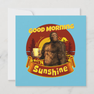 God Morgon Solsken Bigfoot Kaffe Humor Konst Julkort