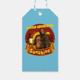 God Morgon Solsken Bigfoot Kaffe Humor Konst Presentetikett