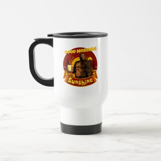 God Morgon Solsken Bigfoot Kaffe Humor Konst Resemugg (Vänster)