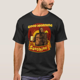God Morgon Solsken Bigfoot Kaffe Humor Konst T Shirt