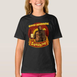 God Morgon Solsken Bigfoot Kaffe Humor Konst T Shirt
