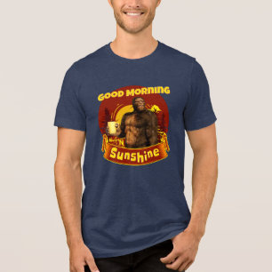 God Morgon Solsken Bigfoot Kaffe Humor Konst T Shirt
