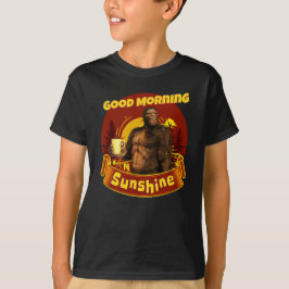 God Morgon Solsken Bigfoot Kaffe Humor Konst T Shirt