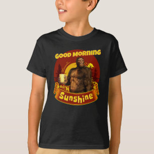 God Morgon Solsken Bigfoot Kaffe Humor Konst T Shirt
