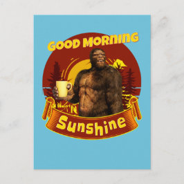 God Morgon Solsken Bigfoot Kaffe Humor Konst Vykort