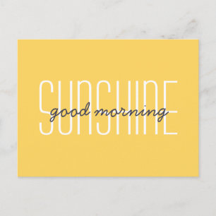 God morgon solsken gul typografi citat vykort