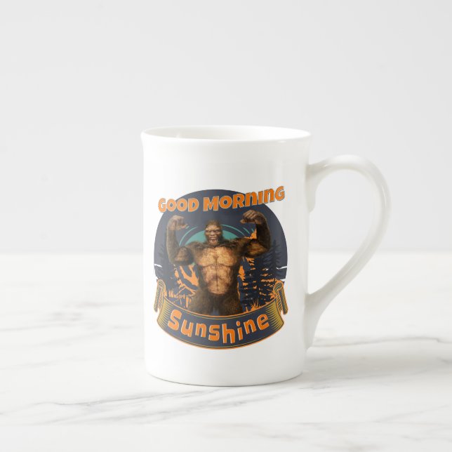 God Morgon Solsken Rolig Bigfoot Benporslin Mugg (Höger)