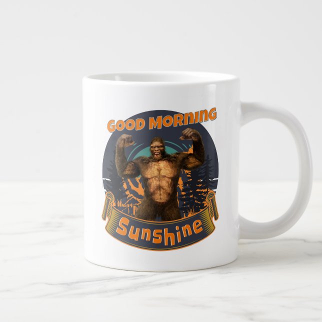 God Morgon Solsken Rolig Bigfoot Jumbo Mugg (Höger)