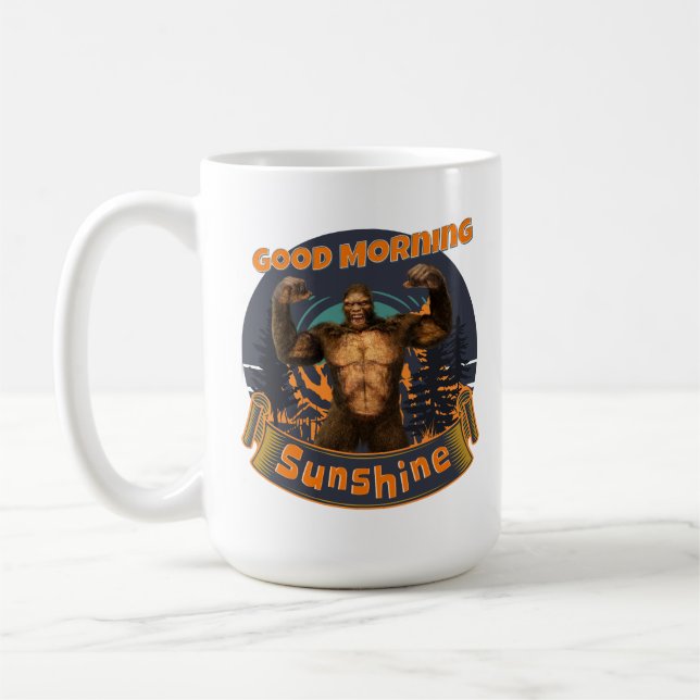 God Morgon Solsken Rolig Bigfoot Kaffemugg (Vänster)