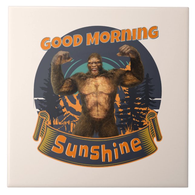 God Morgon Solsken Rolig Bigfoot Kakelplatta (Framsidan)