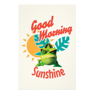 God Morgon Solsken Rolig Kameleont Fototryck