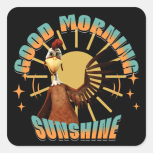 God Morgon Solsken Rolig Tupp Fyrkantigt Klistermärke