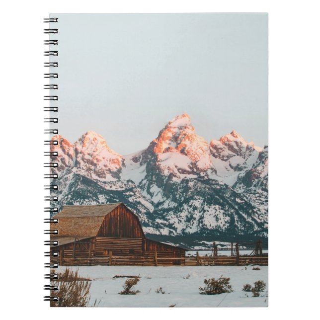 God morgon, soluppgång Cabin i Grand Teton nationa Anteckningsbok (Framsidan)
