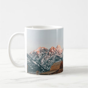 God morgon, soluppgång Cabin i Grand Teton nationa Kaffemugg