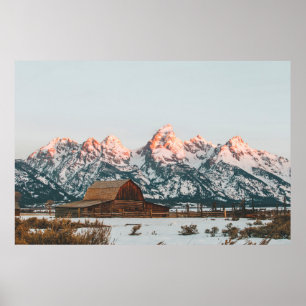 God morgon, soluppgång Cabin i Grand Teton nationa Poster