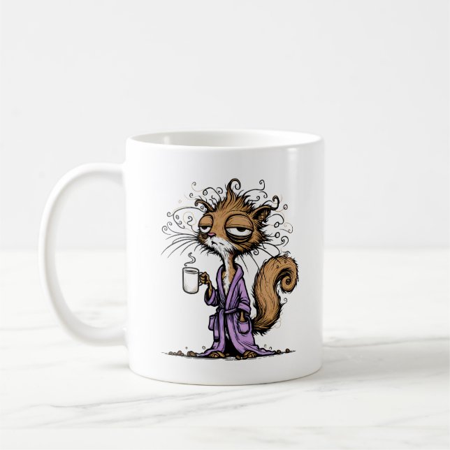 God morgon Squirrel Drinking Coffee Mugg (Vänster)