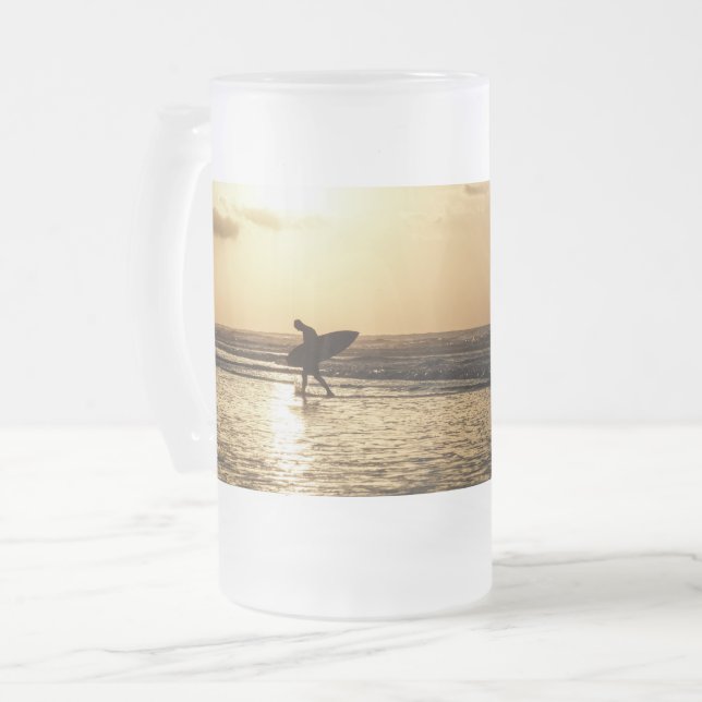 God morgon Surfer Frosted Glass Beer Mugg (Framsida vänster)