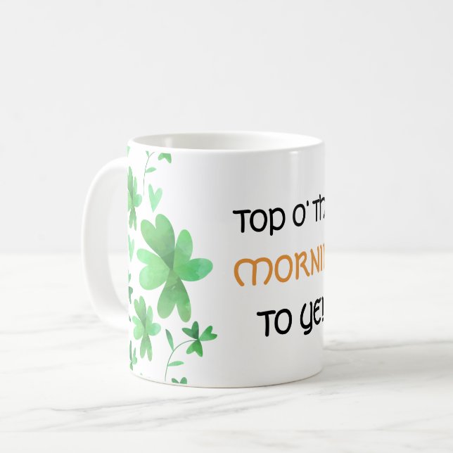 God morgon till Ye Irish Shamrock Kaffemugg (Framsida vänster)
