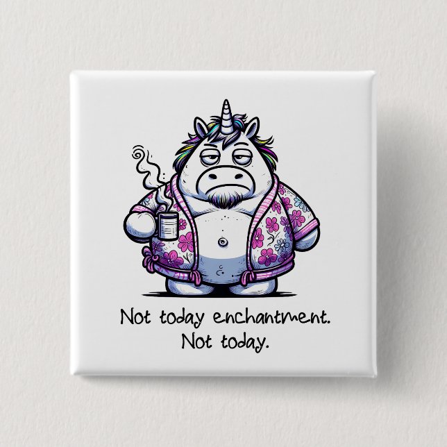 God morgon, Unicorn i ett badrumsdrickskaffe Knapp (Framsida)
