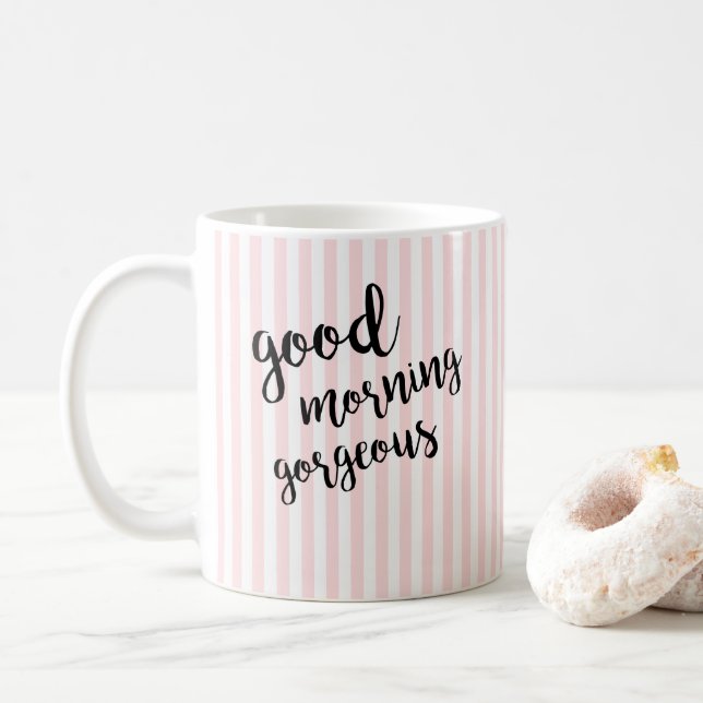 God Morgon Vacker Rosa Rand Kaffemugg (Med munk)