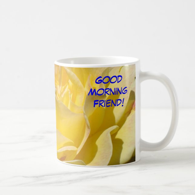God Morgon Vän! Gul Ros Blomma Kaffe Kopp (Höger)