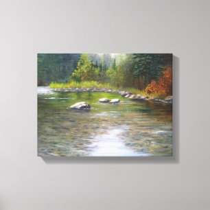 God morgon vid floden Stretched Canvas