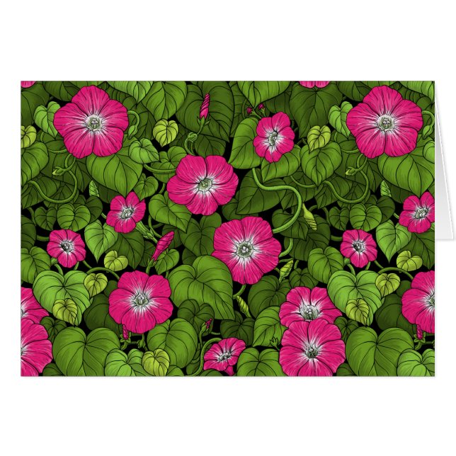 God morgon vid rosa och grönt hälsningskort (Framsidan Horizontal)