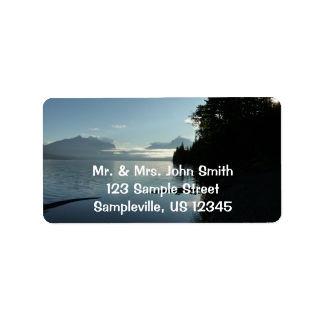 God morgon vid Sjö McDonald i Glacier nationalpark Adressetikett (Framsidan)