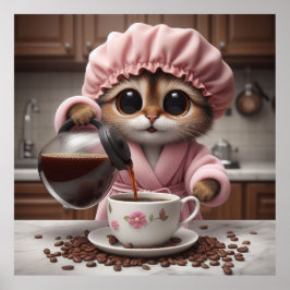God morgon - Whimsical Cat Barista Poste Poster