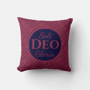 God mot Gud SOLI DEO GLORIA Burgundy Navy Kudde