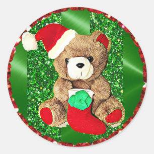 God Nalle, julklapp Runt Klistermärke