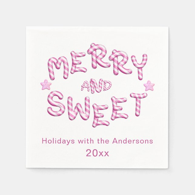 God Napkins Merry Bright Candy cane Helgdag Pappersservett (Framsidan)