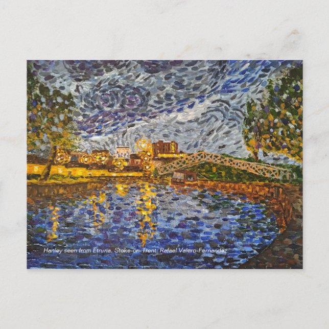God natt, Hanley från Etruria. Stoke-on-Trent Vykort (Framsida)