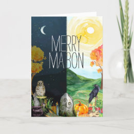 God natt och dag för Mabon Autumnal Equinox Helgkort