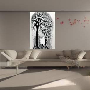 God natt och träd AI Art Poster