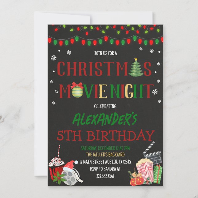 God natt på julfilmen inbjudningar (Framsida)