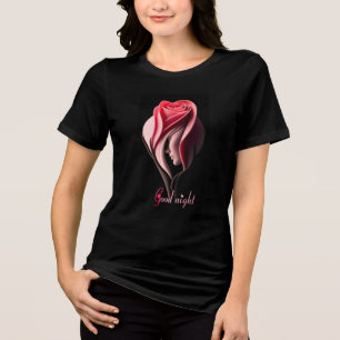 God natt-text med rosblomsmarkering t shirt