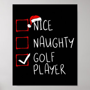 God Naughty Golf Player-jultomte Clau Poster