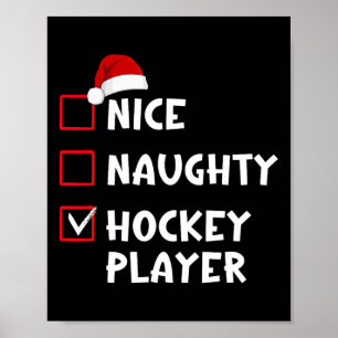 God Naughty Hockey Player-jultomten Poster