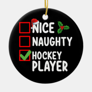 God Naughty Hockey-spelarens jullista Santa List Julgransprydnad Keramik