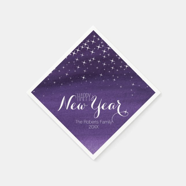 God nytt år stjärnklar natt lila anpassade servett (Hörn)