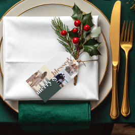 God och blankt Grönt för julfoto i familjen Presentetikett
