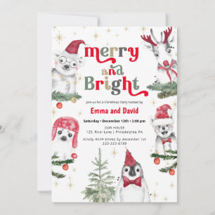 God och Bright Animals jul Party Inbjudningar