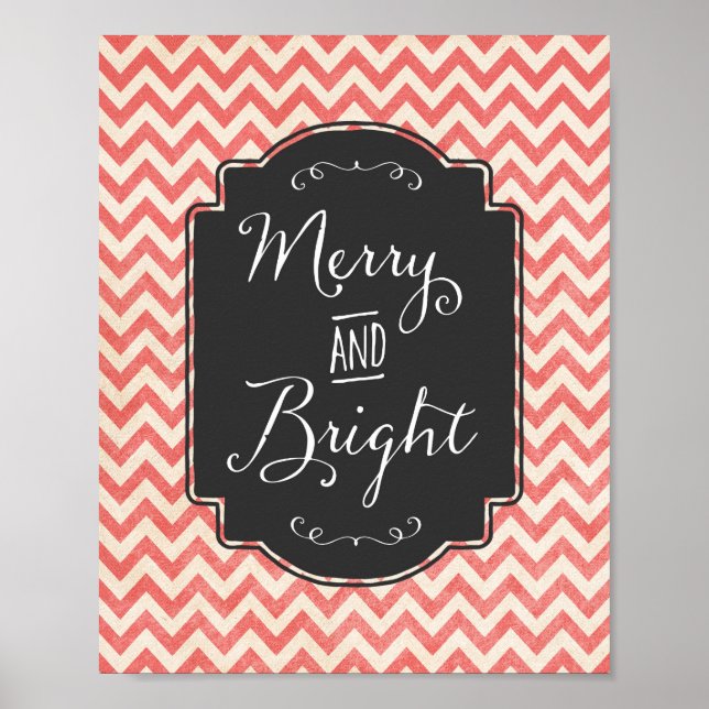 God och Bright Chevron Rustic-julsignatur Poster (Framsidan)