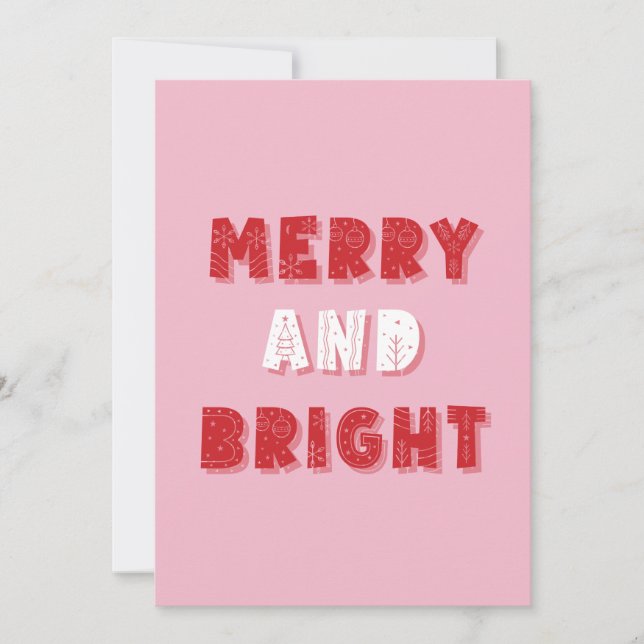 God och Bright, God jul, jul, Rosa Julkort (Framsida)
