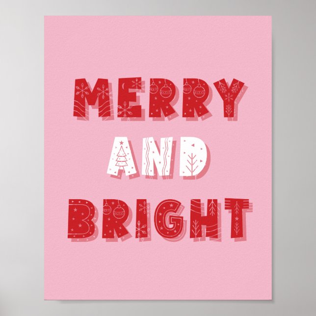 God och Bright, God jul, jul, Rosa Poster (Framsidan)