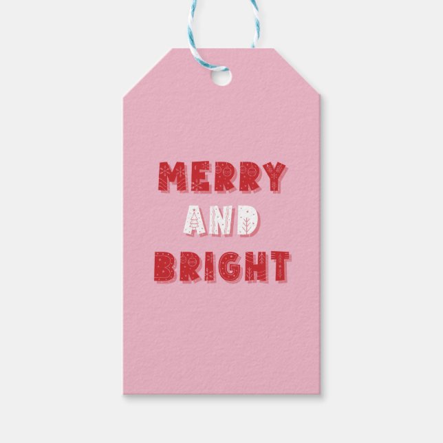God och Bright, God jul, jul, Rosa Presentetikett (Framsidan)