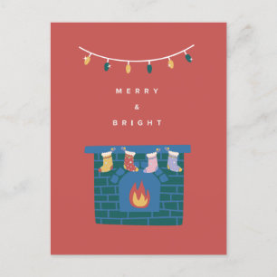 God och Bright Illustrated Fireplace jul Helg Vykort