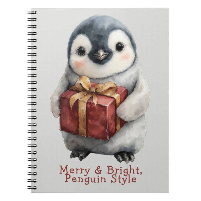 God och Bright Penguin-jul Anteckningsbok (Framsidan)